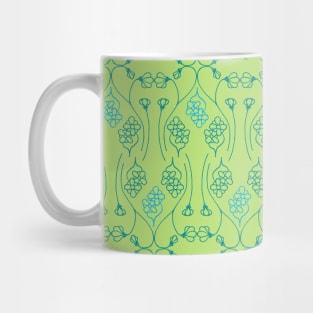 Blue and Green Floral Pattern Mug